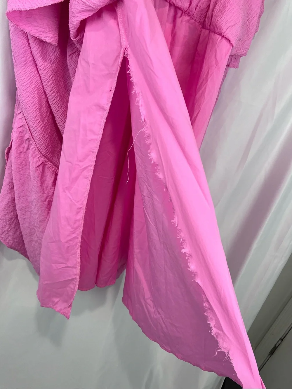 Lulu's Let the Sun Beam Pink Tie-Straps Tiered Midi Dress With Pockets - Picture 13 of 13